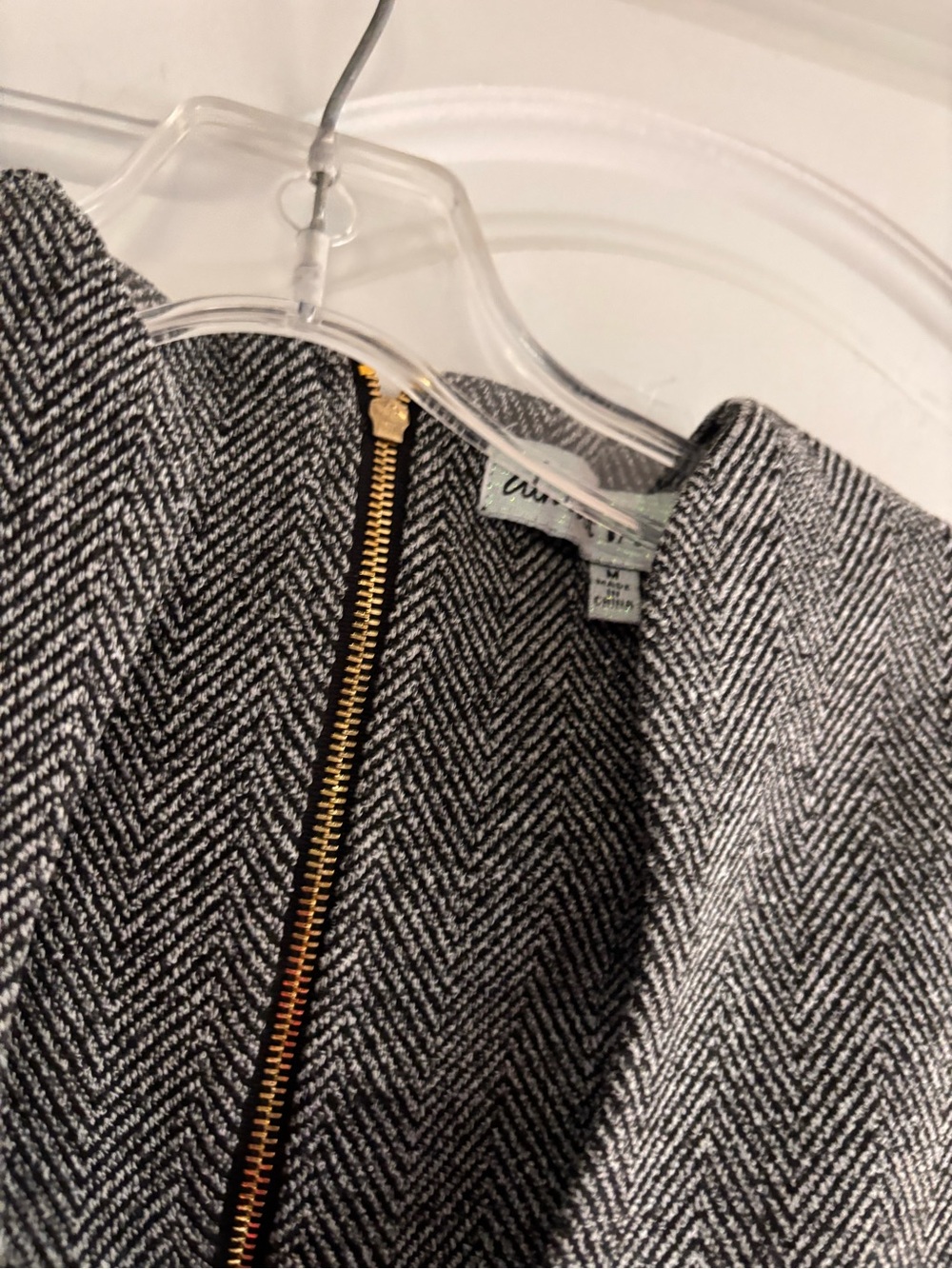 Almost Famous Gray Herringbone Midi Sheath Dress with Black Belt - Picture 6 of 10